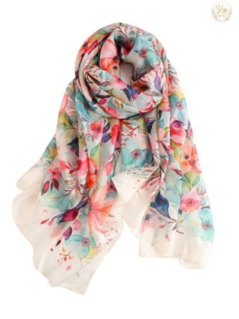 100% Mulberry Silk Scarf Lightweight Large Floral Shawl Wrap Gift